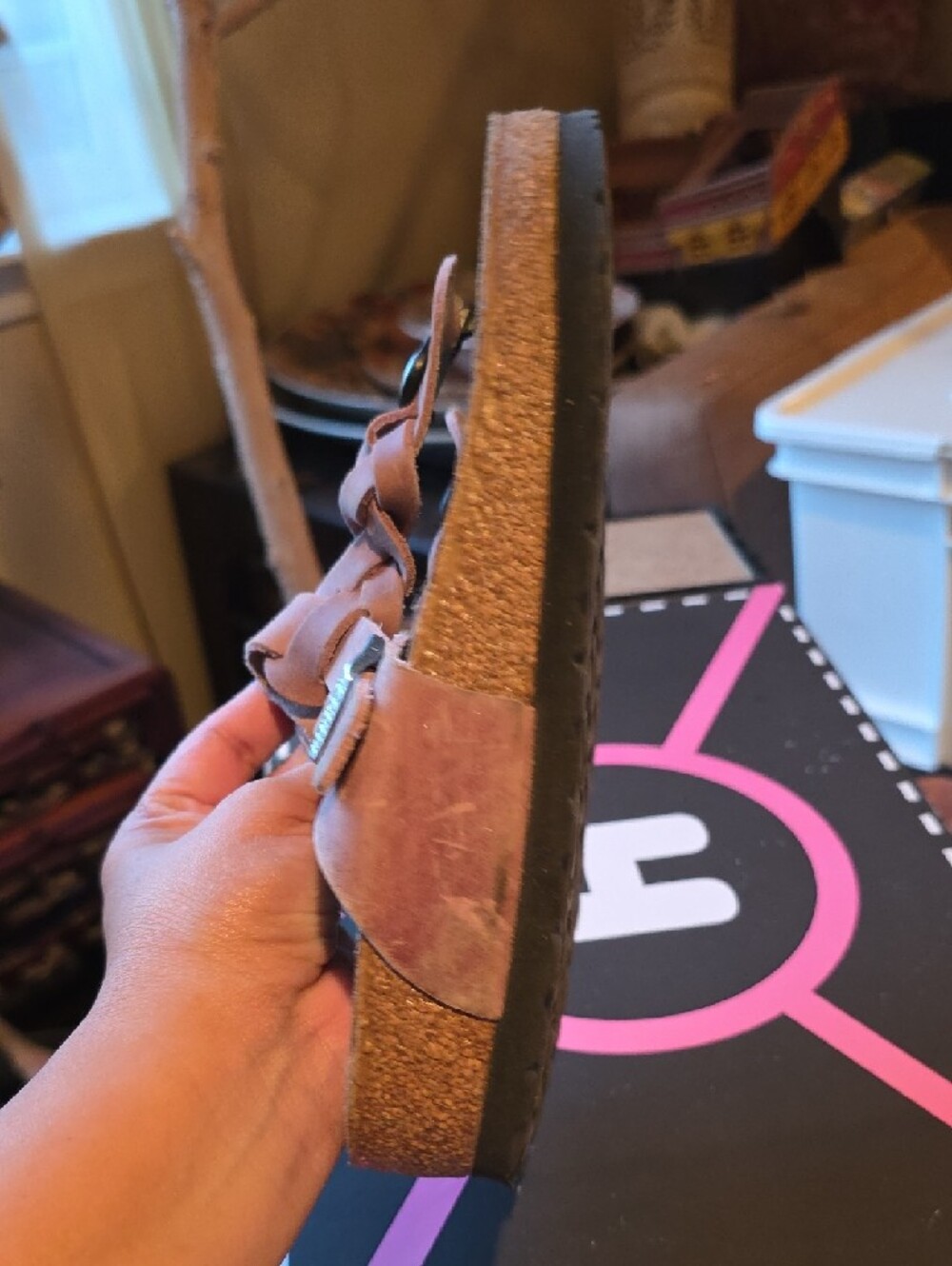 Birkenstock Pink Braided Suede Thong Sandals - Picture 6 of 10